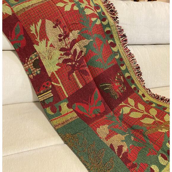 Made in USA Tapestry Throw Amber Forest Butterfly Cotton Blanket  50x60" NEW - Picture 8 of 12